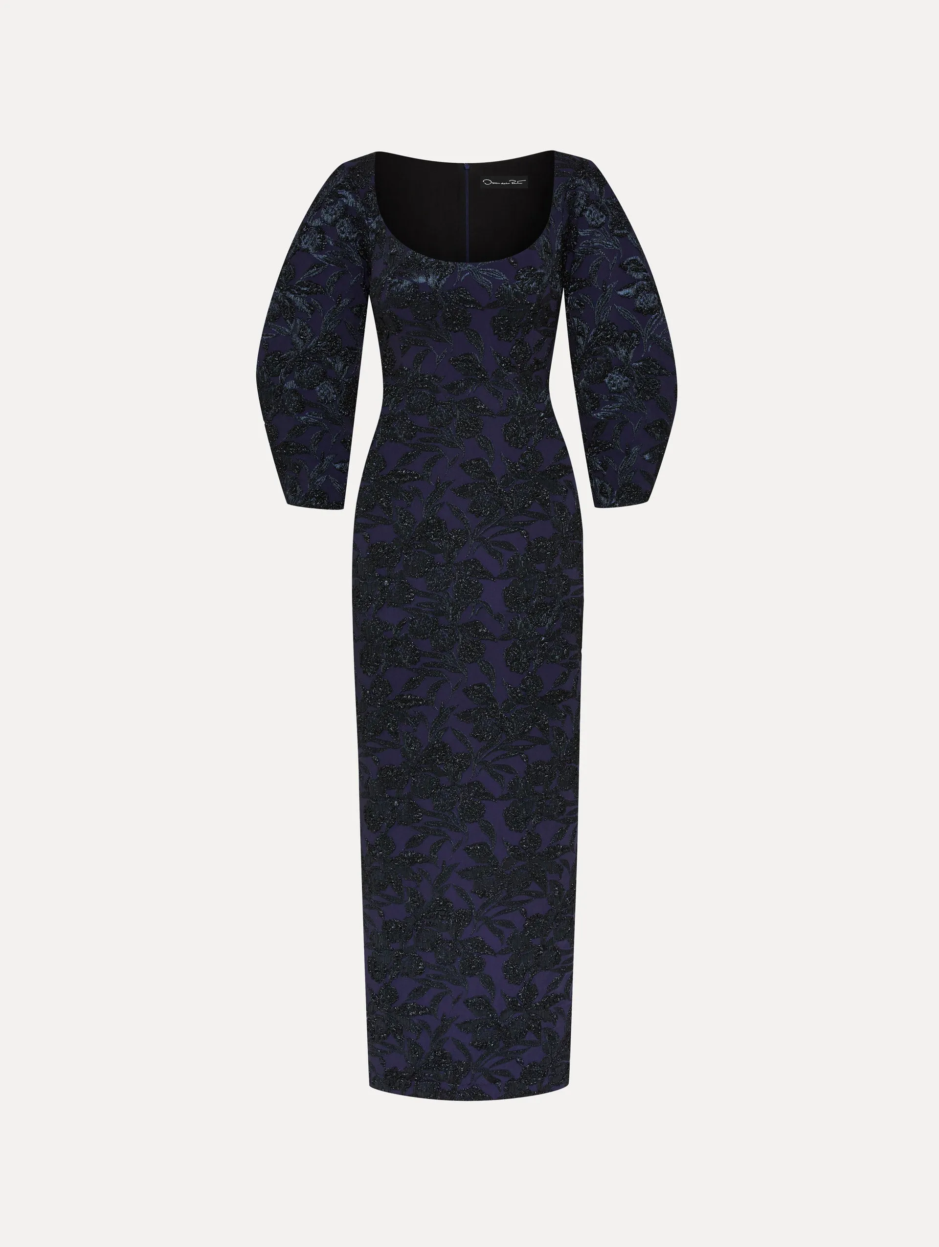 Metallic Orchid Jacquard Colum Gown