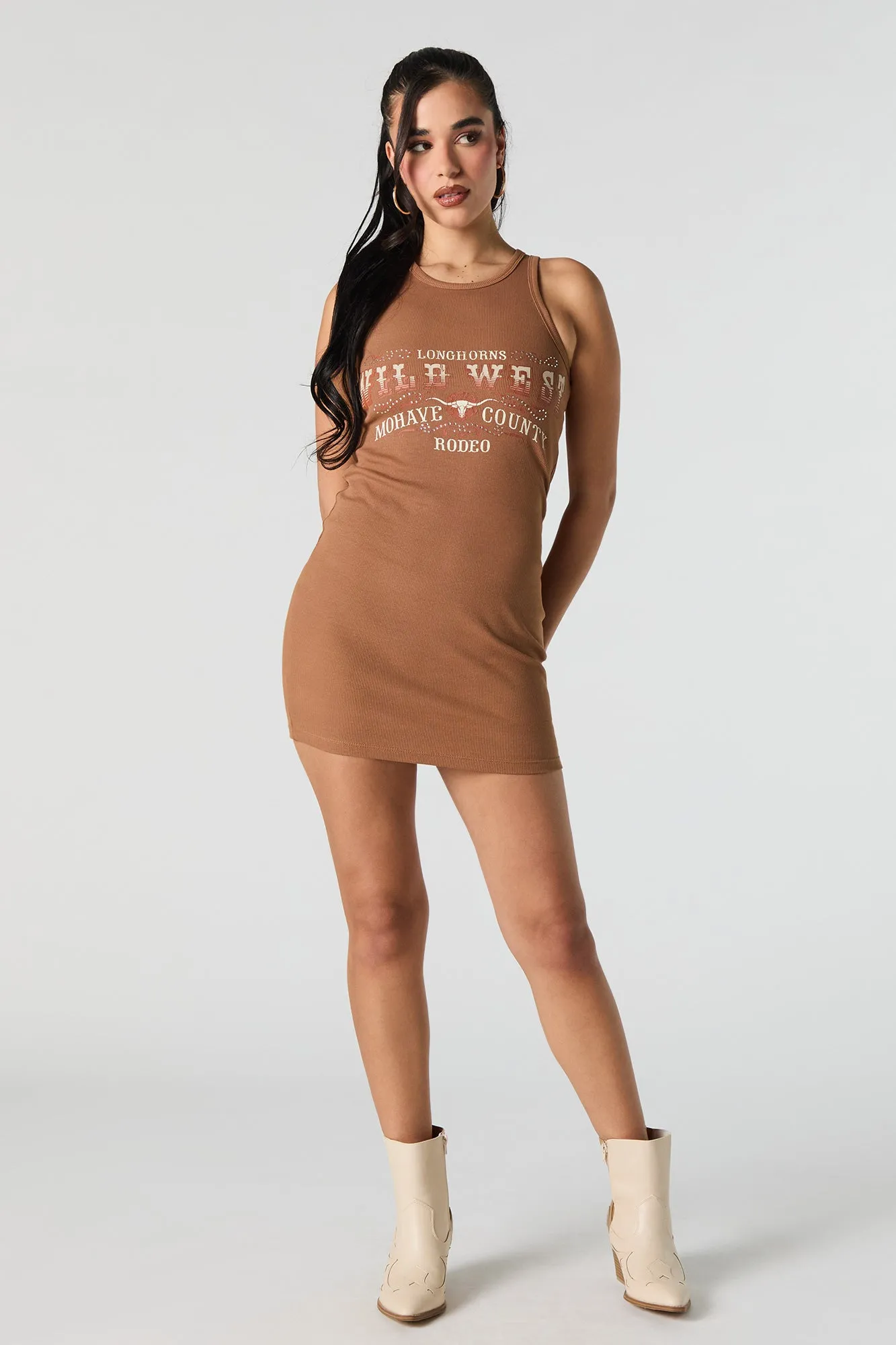 Minirobe t-shirt côtelée à imprimé