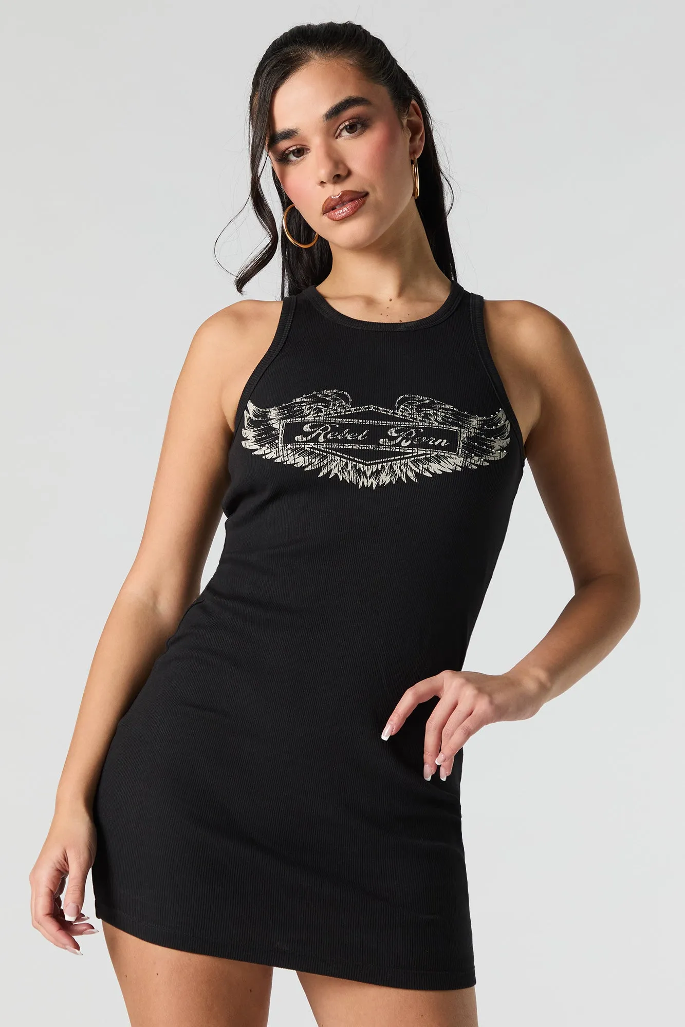 Minirobe t-shirt côtelée à imprimé