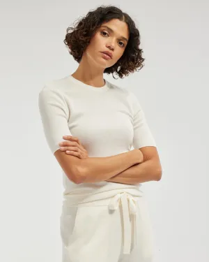 Molly Merino Knit Short Sleeve Top - Cream