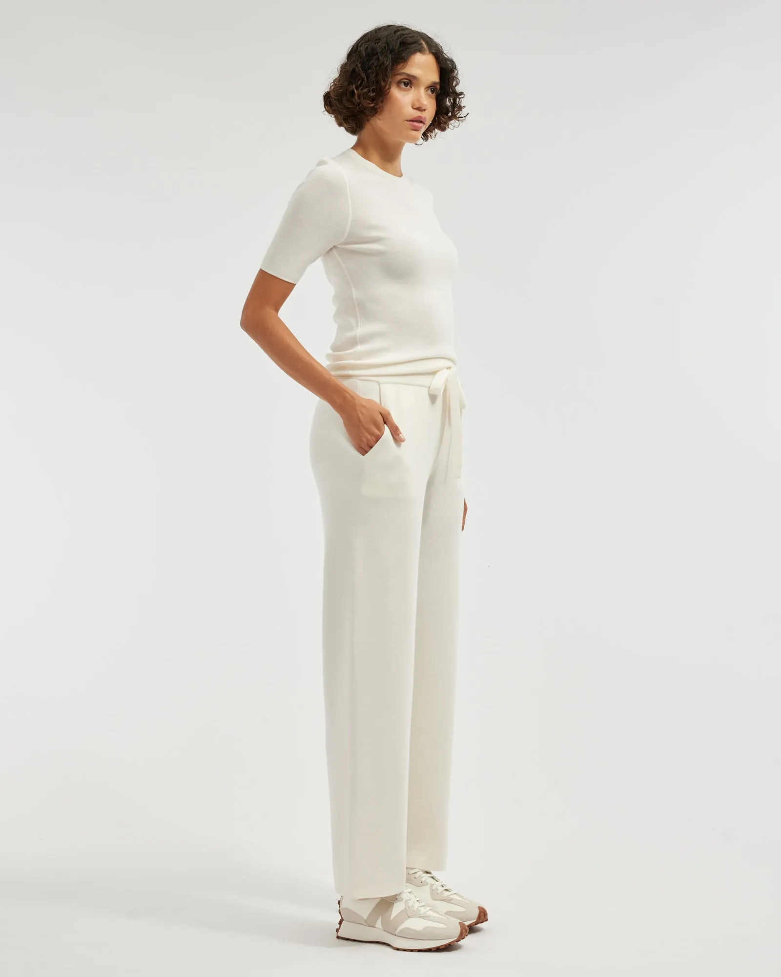 Molly Merino Knit Short Sleeve Top - Cream