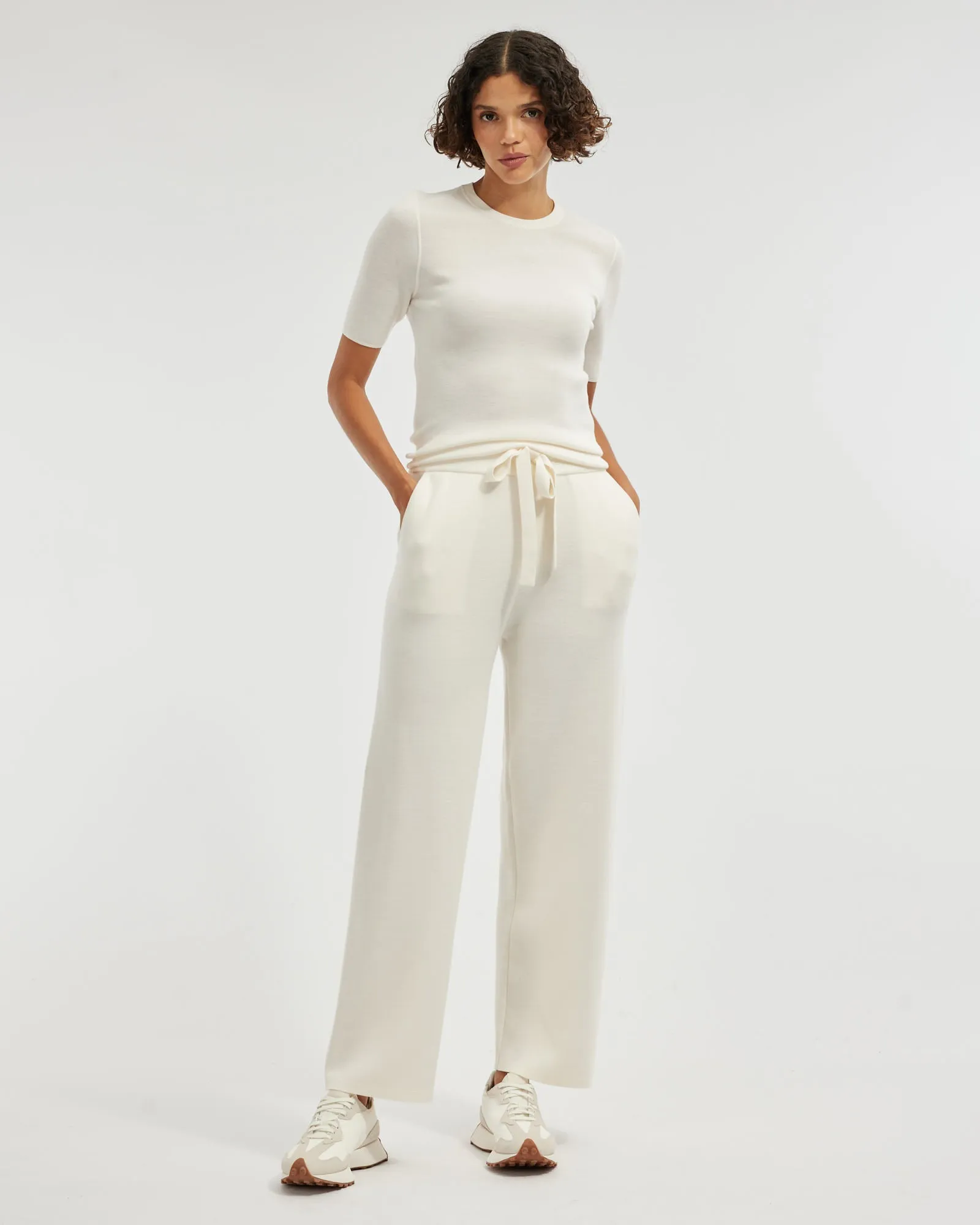 Molly Merino Knit Short Sleeve Top - Cream