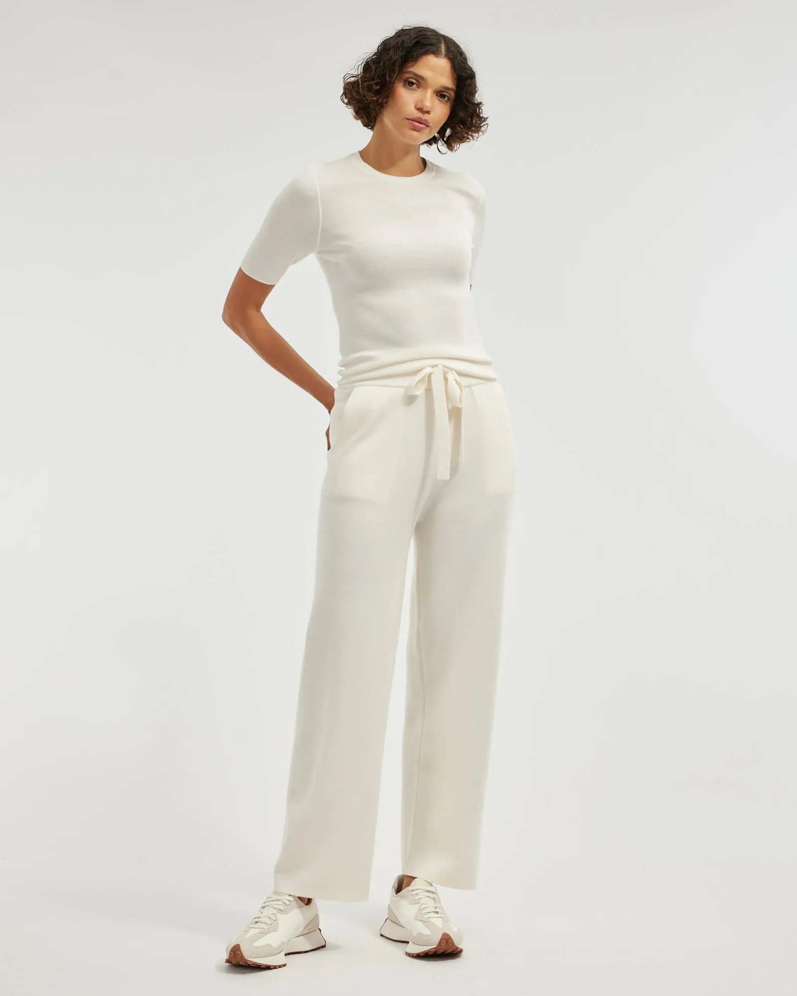 Molly Merino Knit Short Sleeve Top - Cream