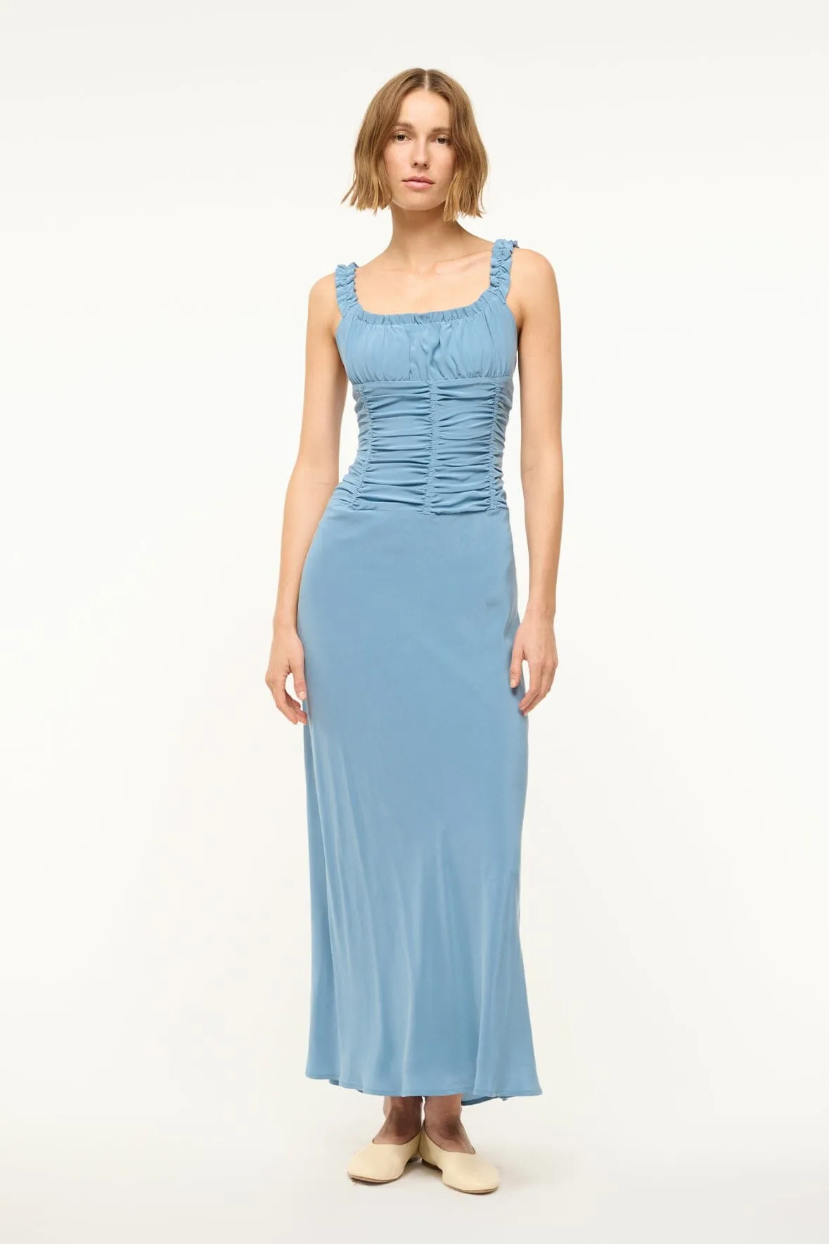 NIC SILK MAXI DRESS | SLATE BLUE
