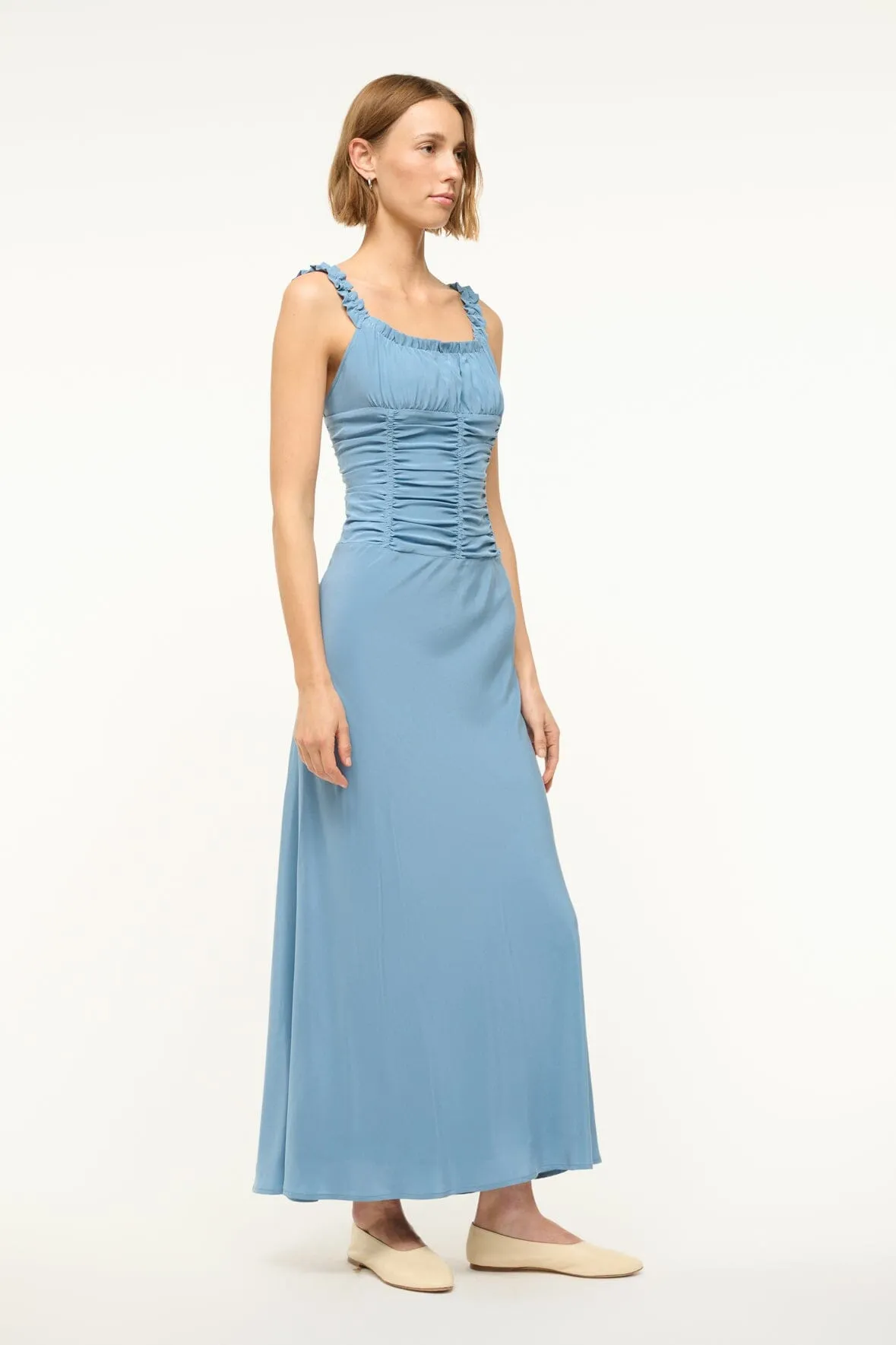 NIC SILK MAXI DRESS | SLATE BLUE