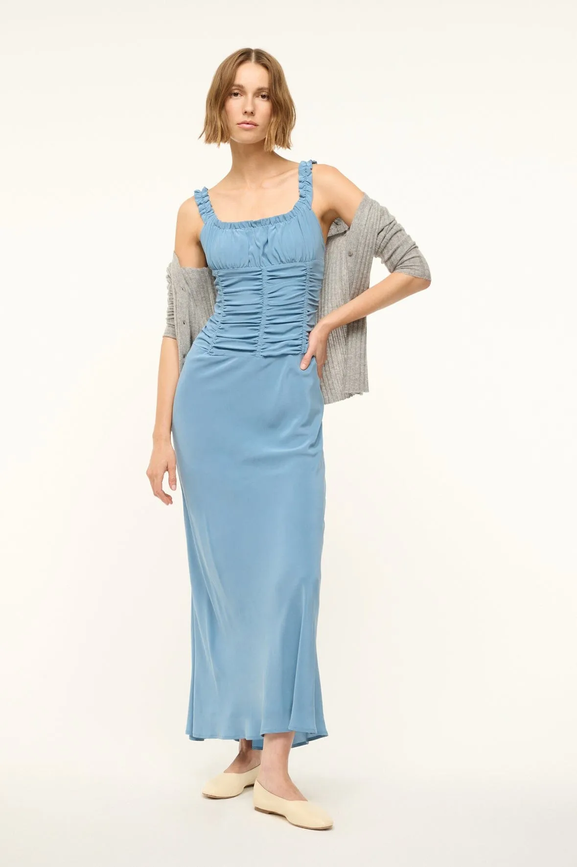 NIC SILK MAXI DRESS | SLATE BLUE