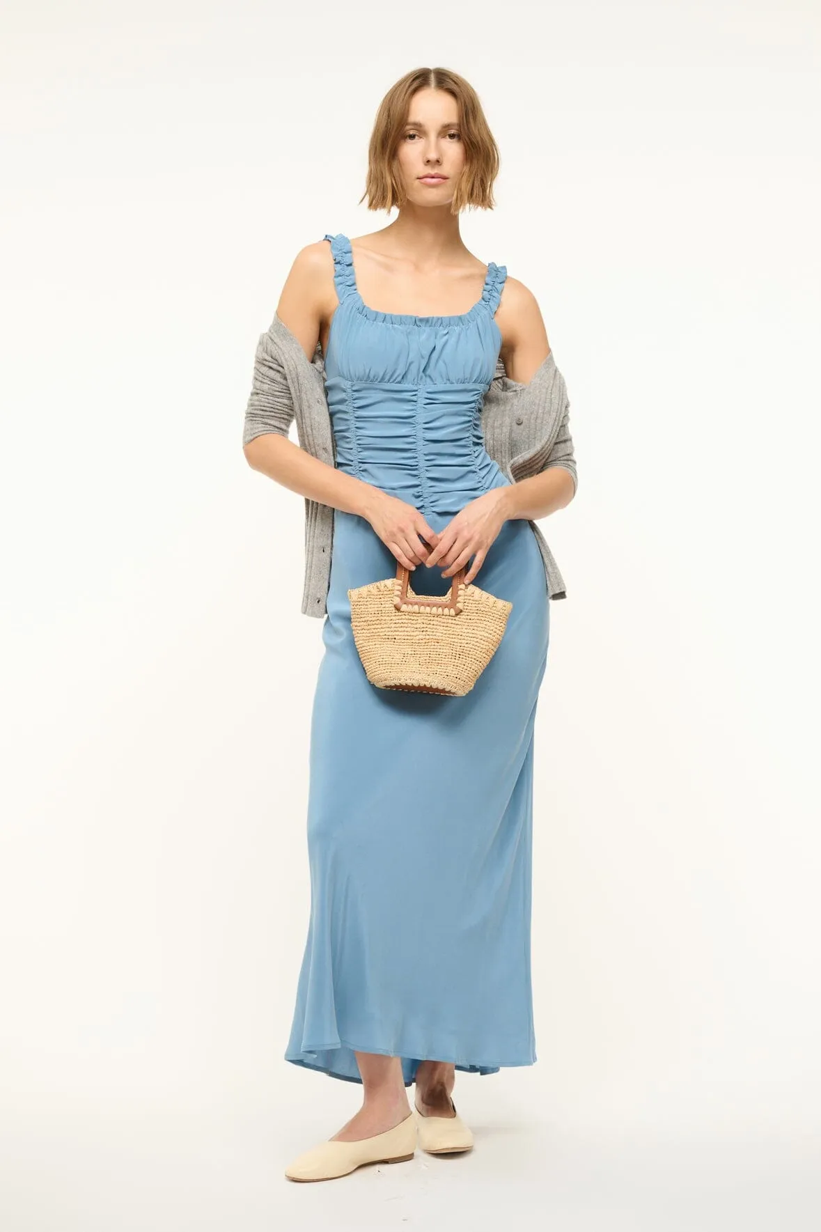 NIC SILK MAXI DRESS | SLATE BLUE