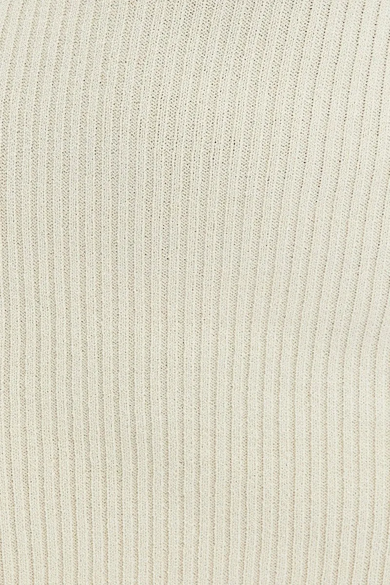 Nude Knit Dress Long Sleeve Scoop Neck Mini