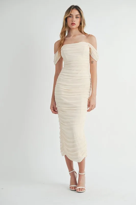 NUDE MESH TUBE TOP BODYCON