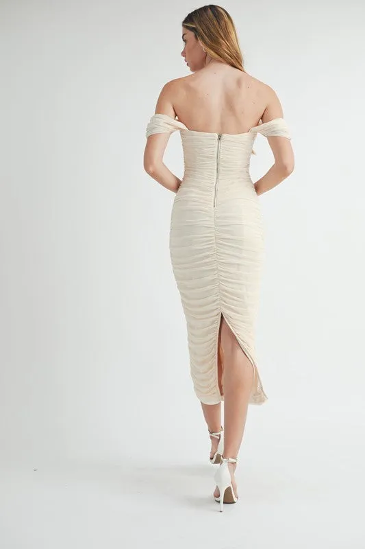 NUDE MESH TUBE TOP BODYCON