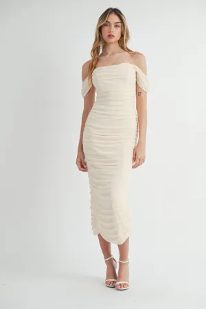 NUDE MESH TUBE TOP BODYCON