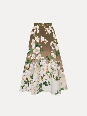 Ombré Cherry Blossom Cotton Poplin Skirt