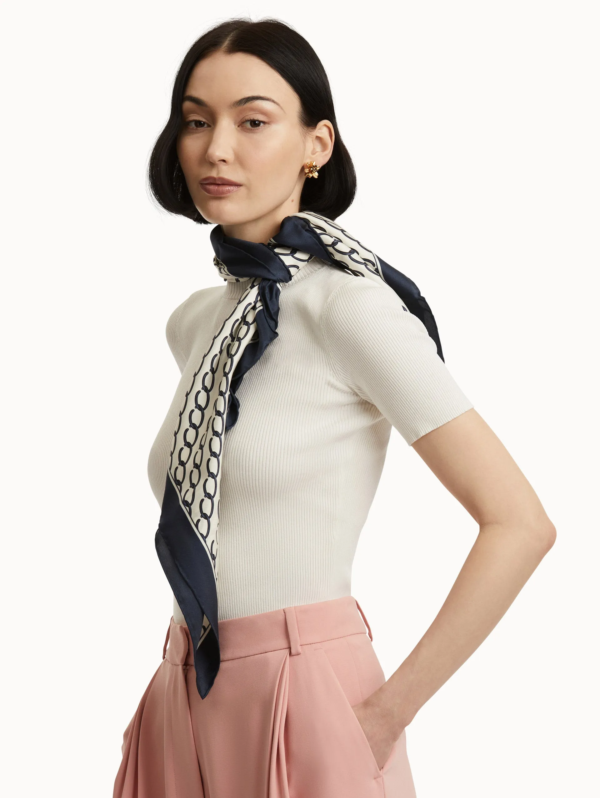 Oscar Chain-Link Silk Scarf