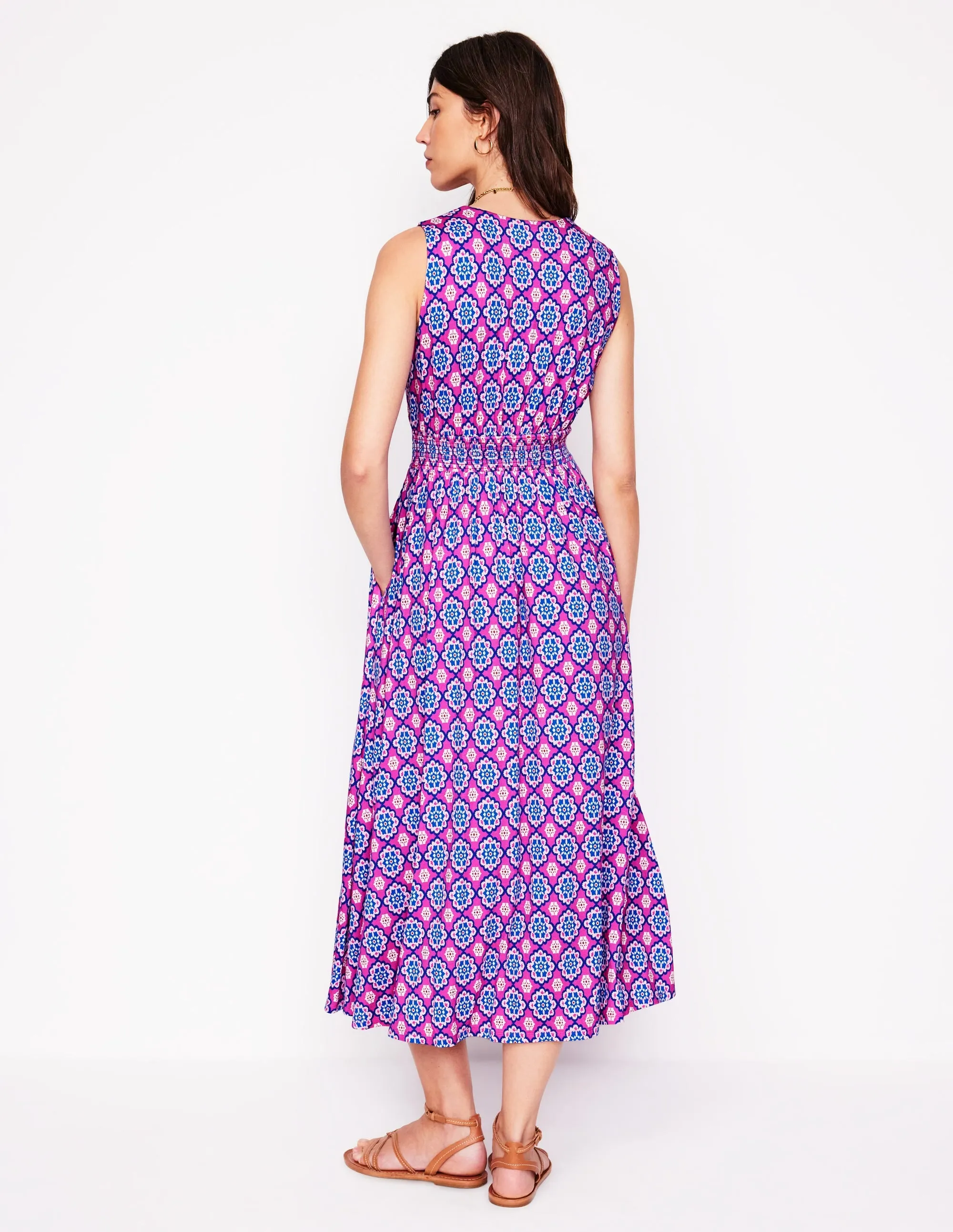 Paloma Jersey Maxi Dress-Cosmos Pink. Bloom Geo