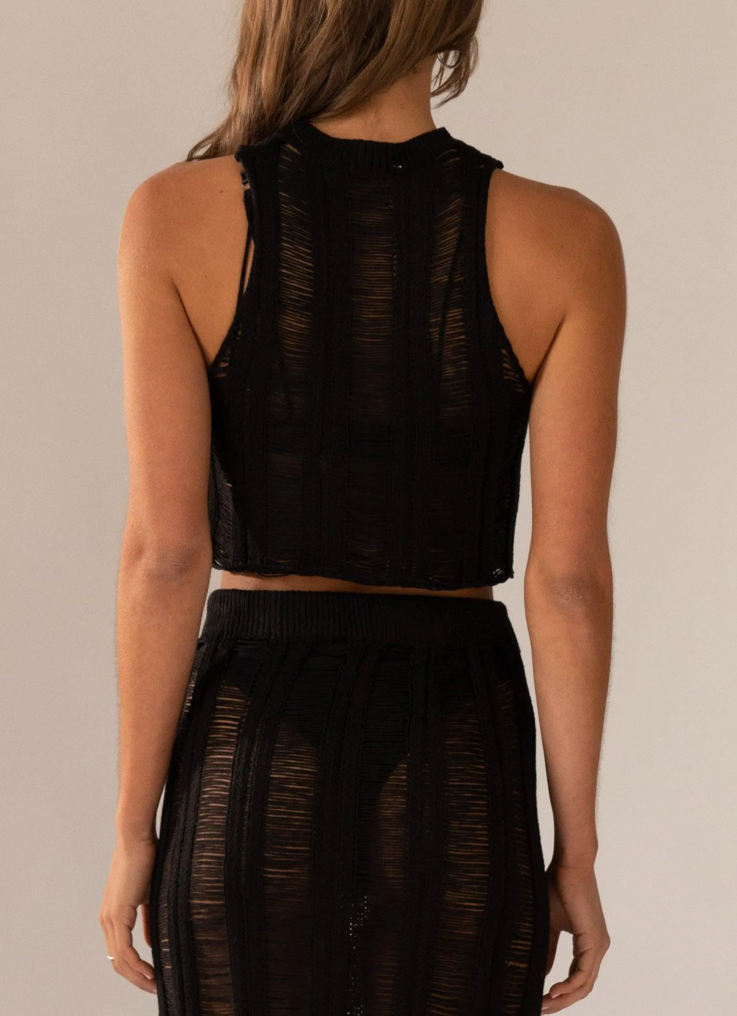 Perri Ladder Knit Tank - Black