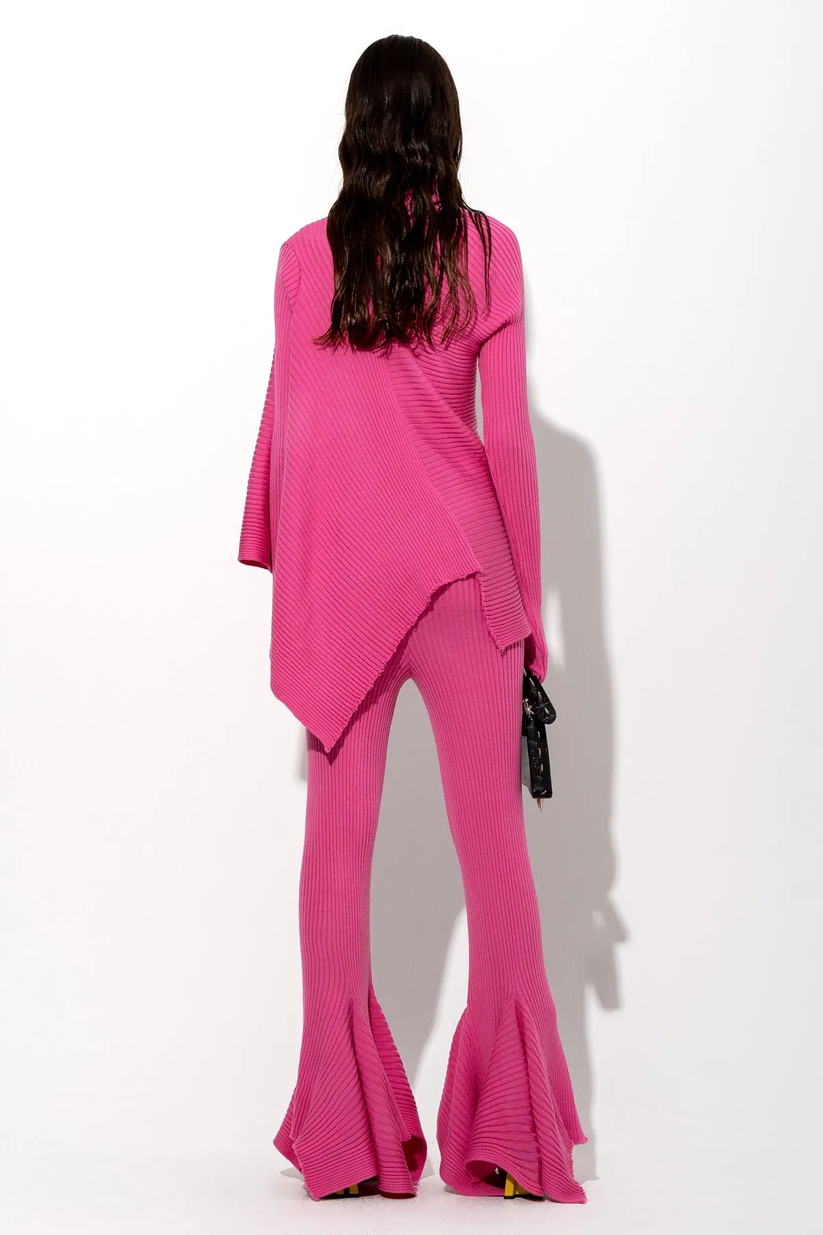 PINK MERINO DRAPED JUMPER