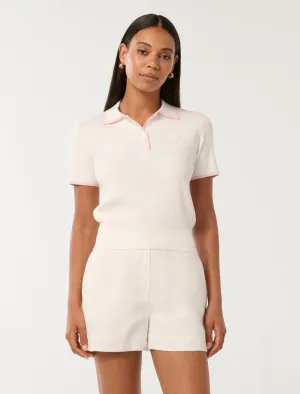 Polly Rib Polo Knit Top