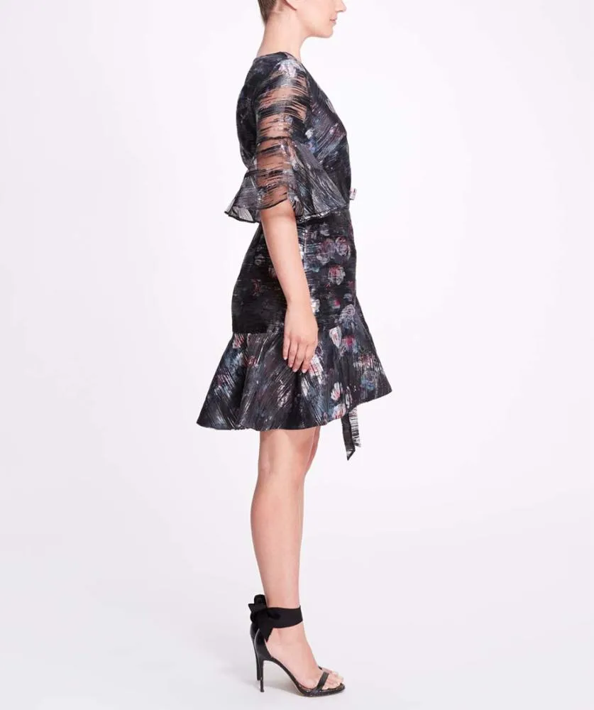 Printed Floral Fil Coupe Wrap Dress