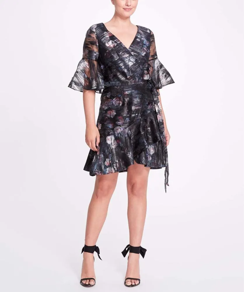 Printed Floral Fil Coupe Wrap Dress