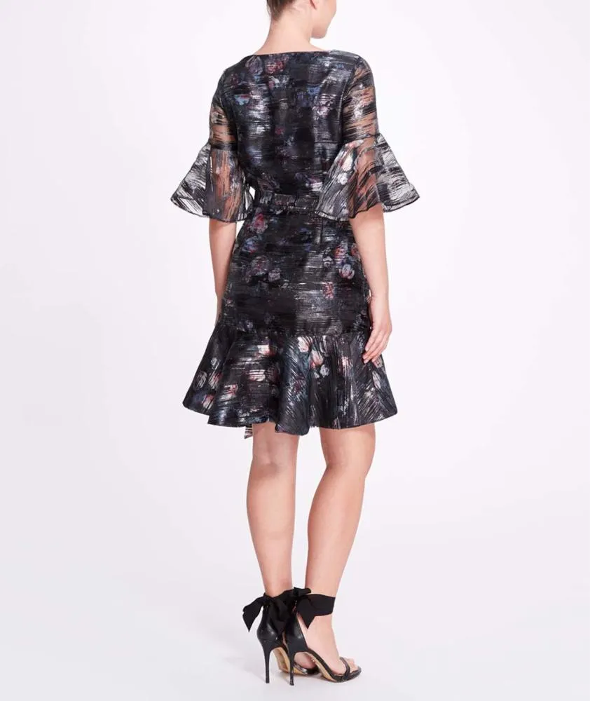 Printed Floral Fil Coupe Wrap Dress