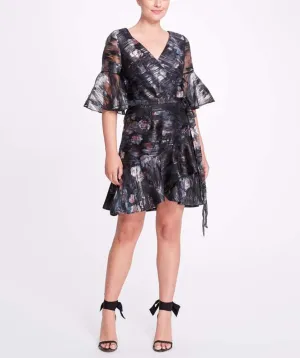 Printed Floral Fil Coupe Wrap Dress
