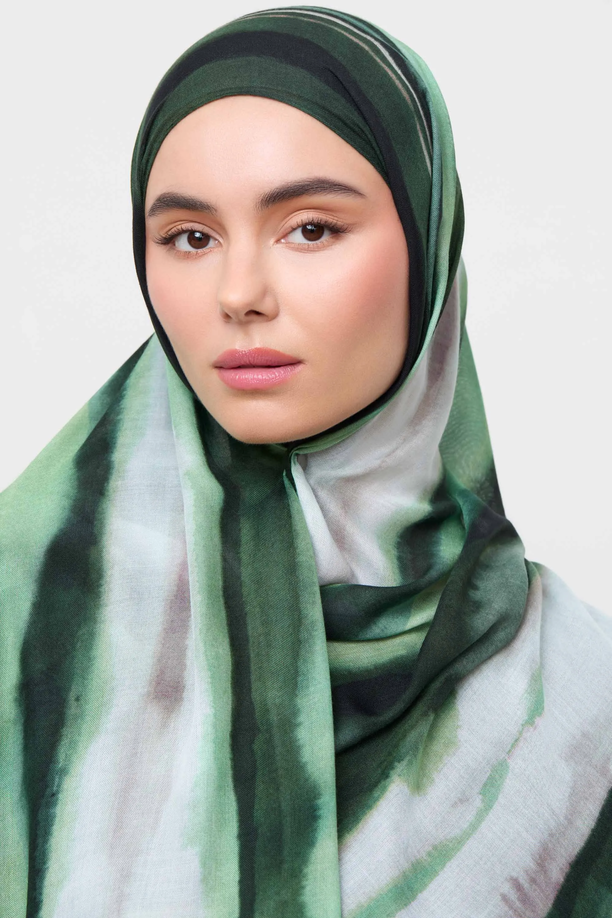 Printed Modal Hijab - Evergreen Waves