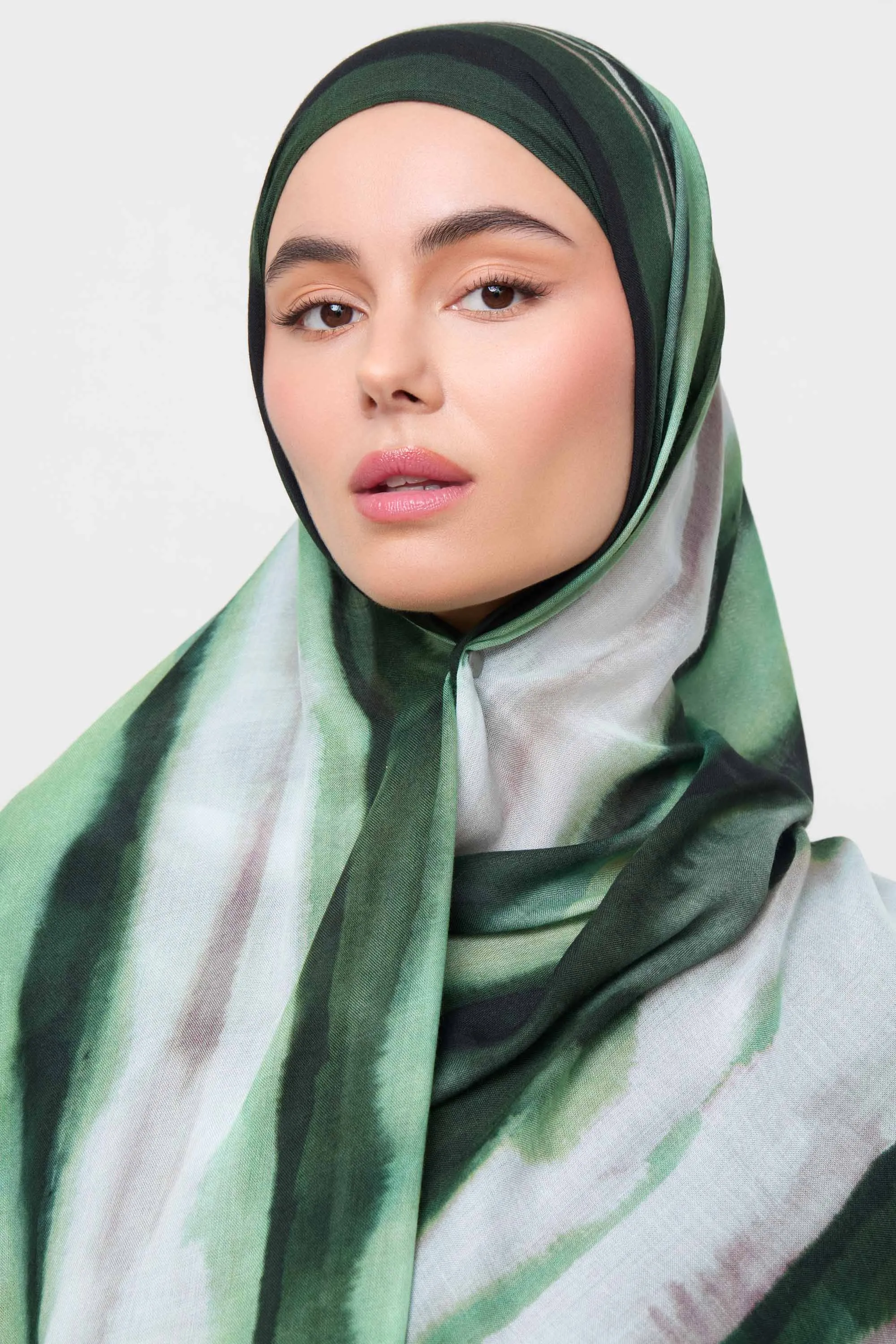 Printed Modal Hijab - Evergreen Waves