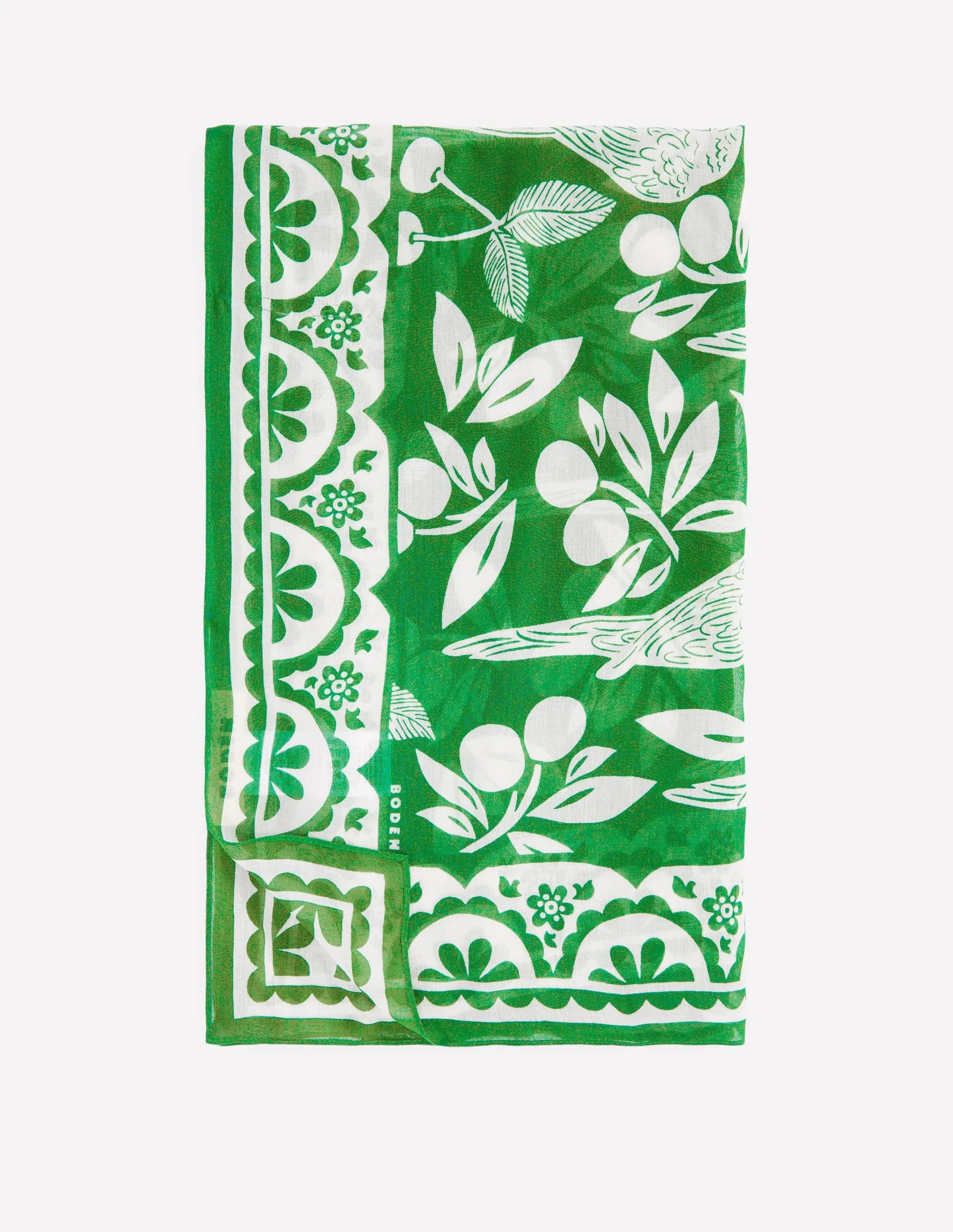Printed Sarong Scarf-Green Tambourine. Parrot Pop