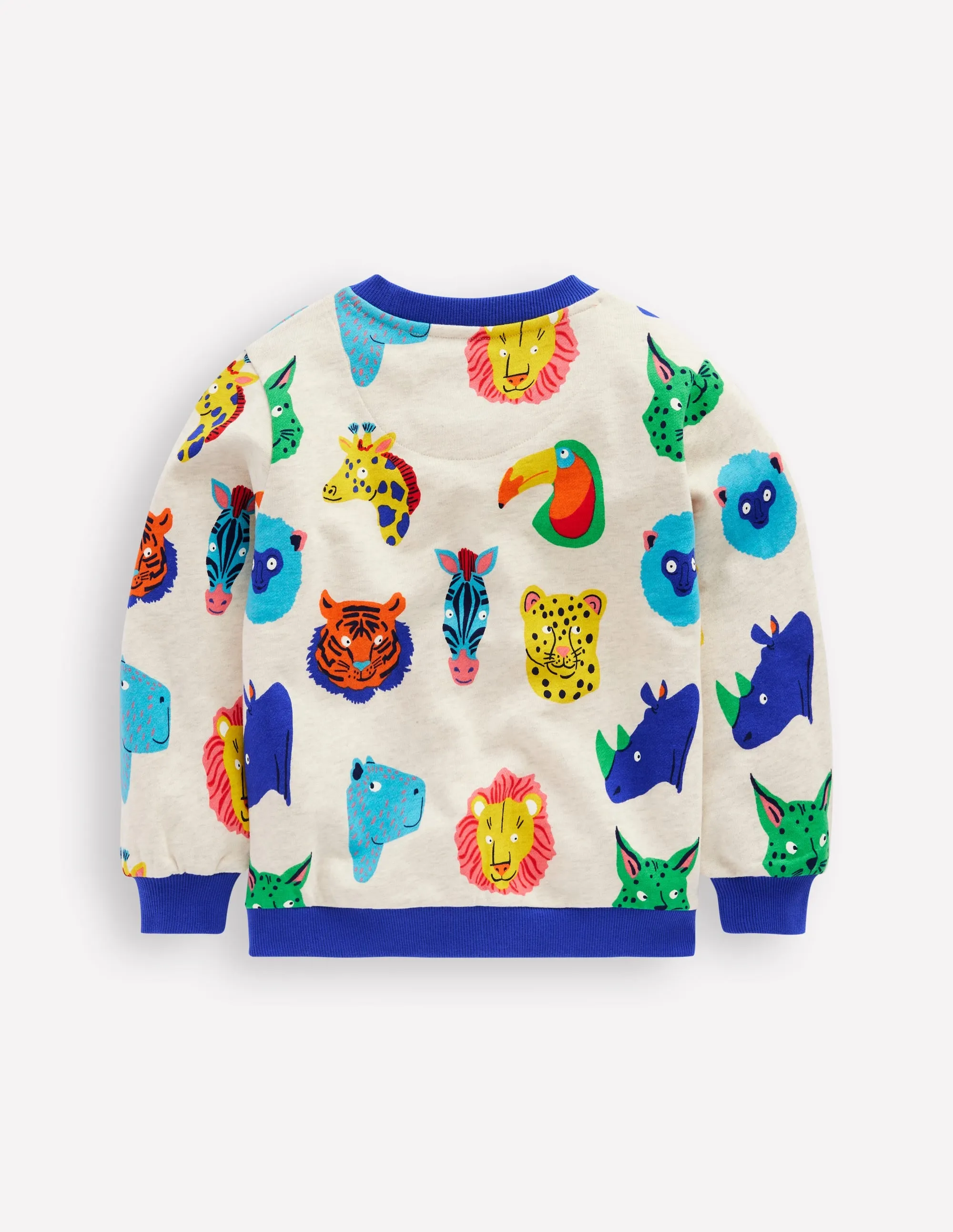 Printed Sweatshirt-Multi Animal Faces