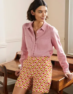 Pull On Shorts-Brioche. Rainbow Tile