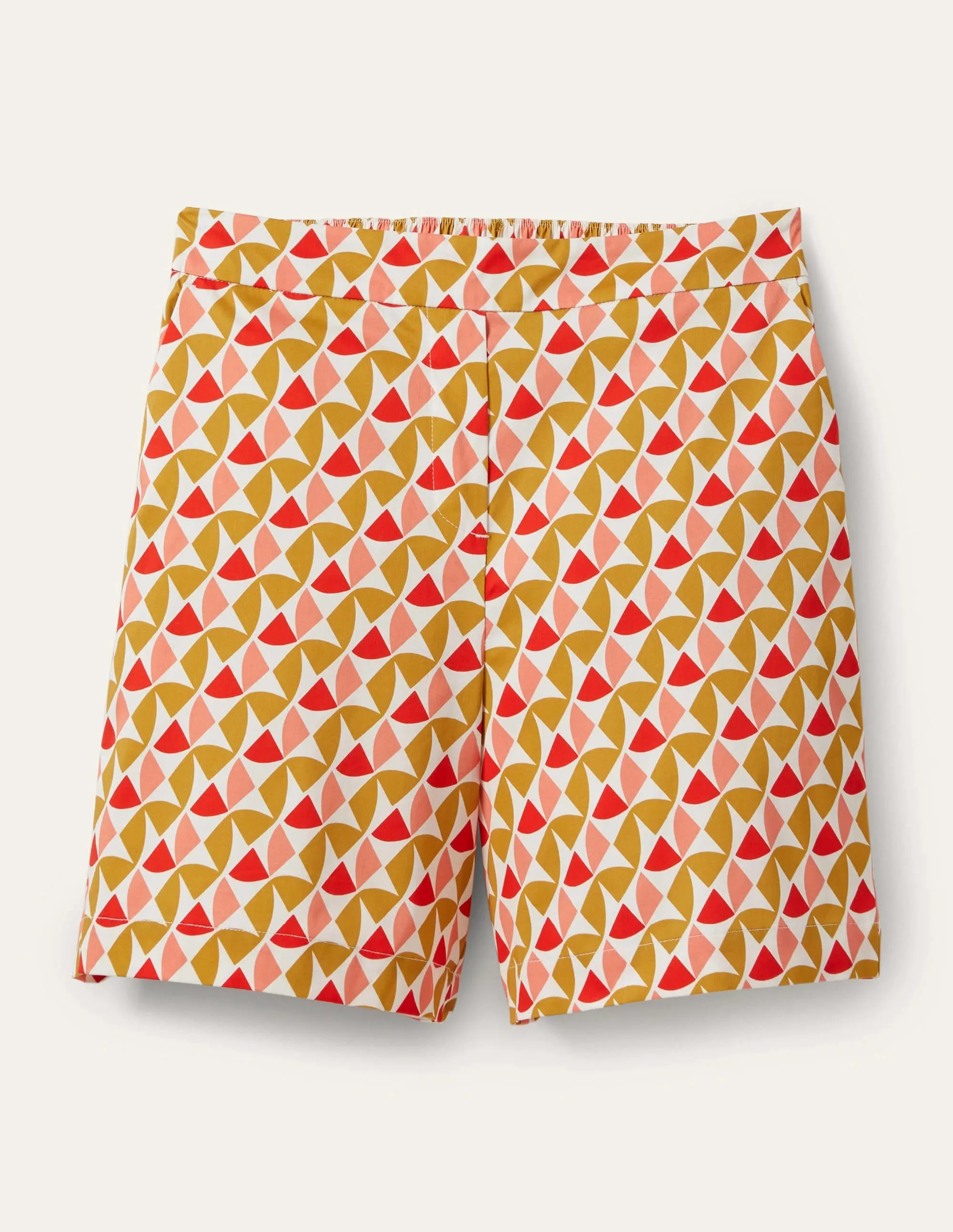Pull On Shorts-Brioche. Rainbow Tile