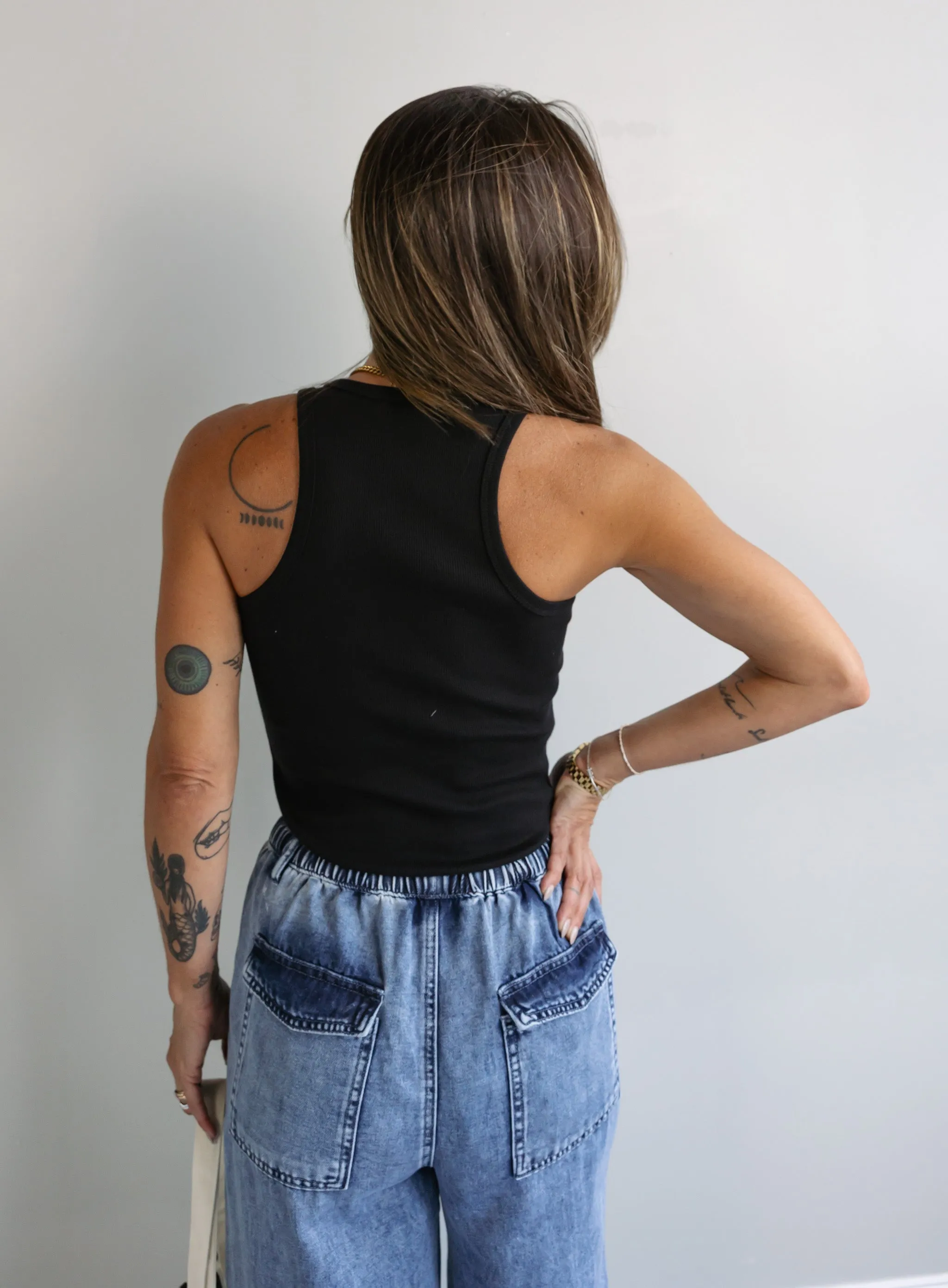 Raelyn Rib Tank - Black