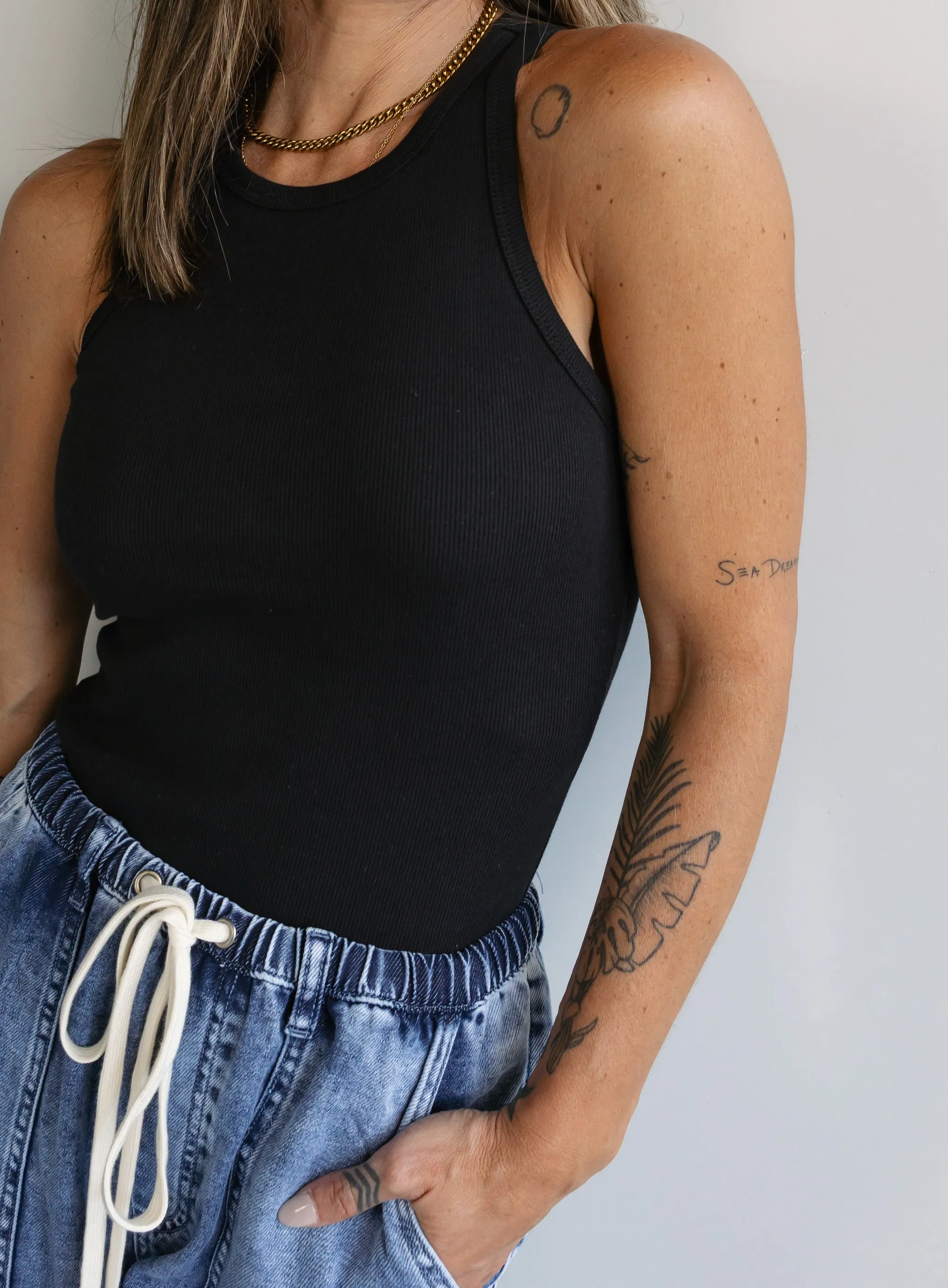 Raelyn Rib Tank - Black