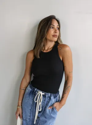 Raelyn Rib Tank - Black