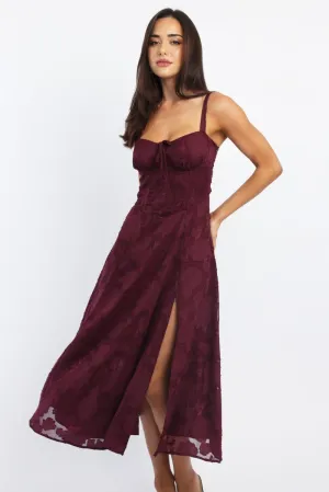 Red Midi Dress Burn Out
