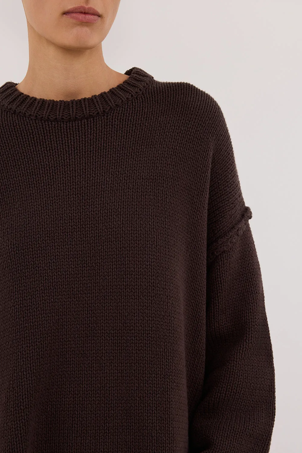ROY CHOC LONGLINE KNIT JUMPER