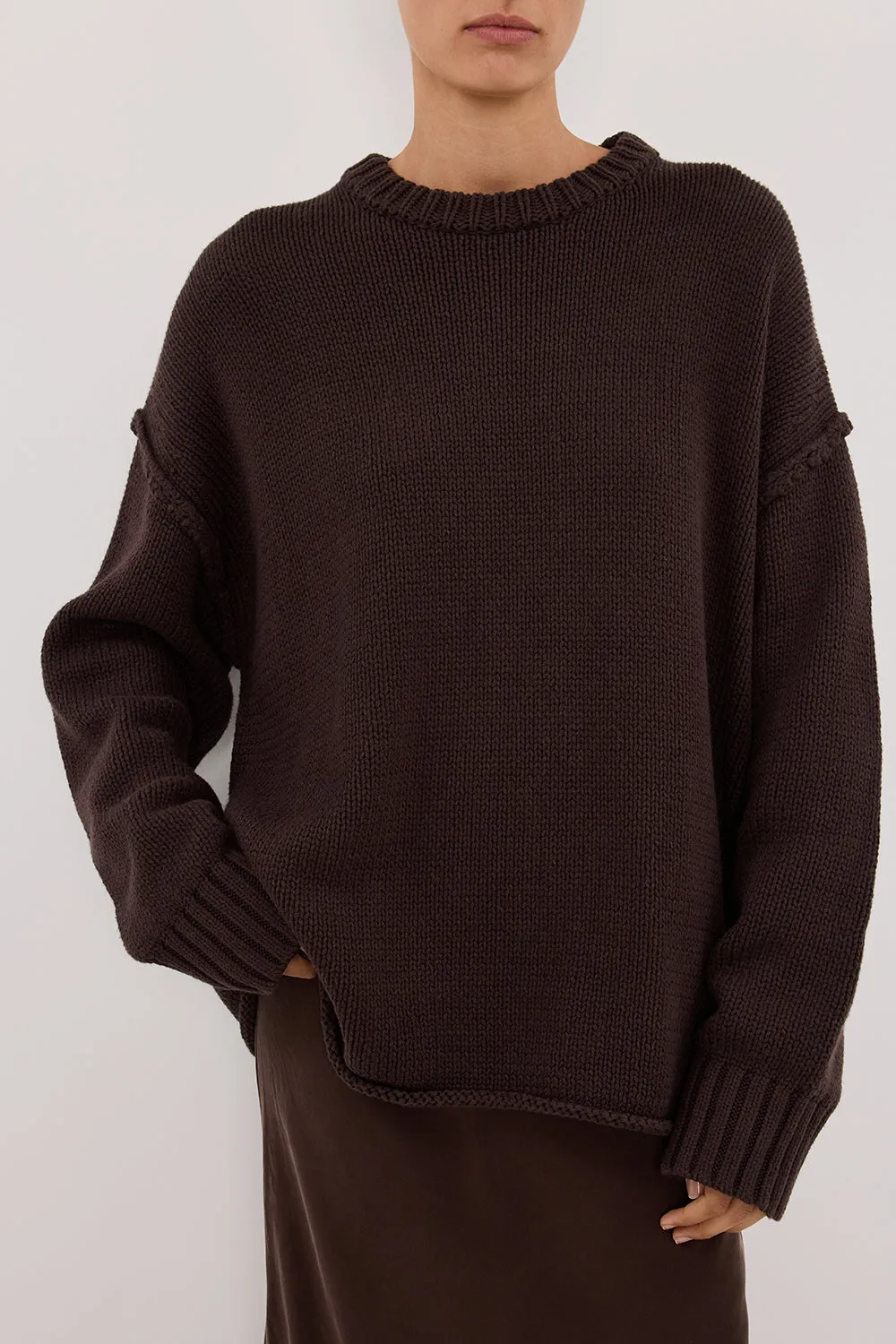ROY CHOC LONGLINE KNIT JUMPER