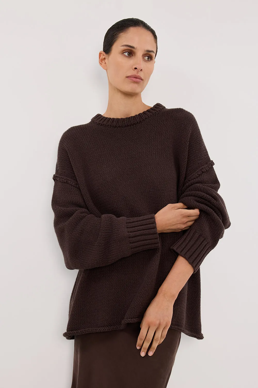 ROY CHOC LONGLINE KNIT JUMPER
