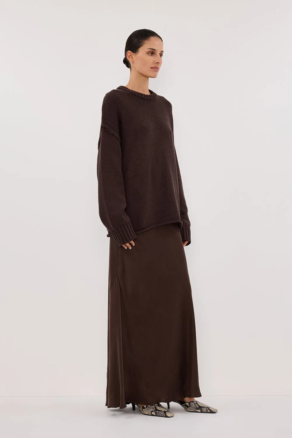 ROY CHOC LONGLINE KNIT JUMPER