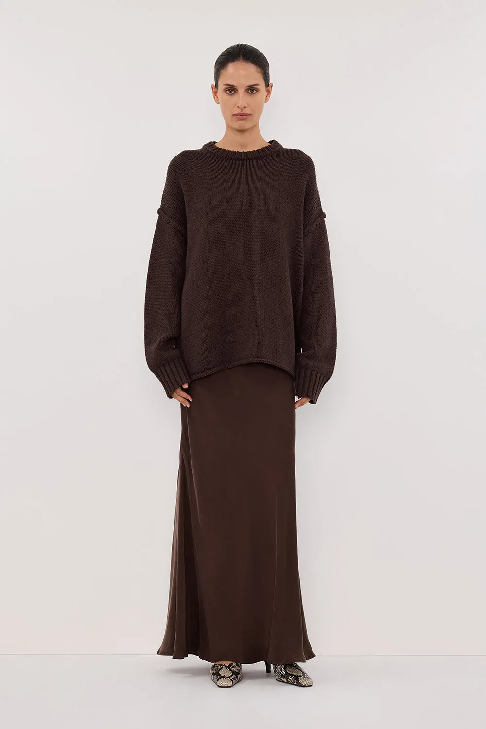 ROY CHOC LONGLINE KNIT JUMPER