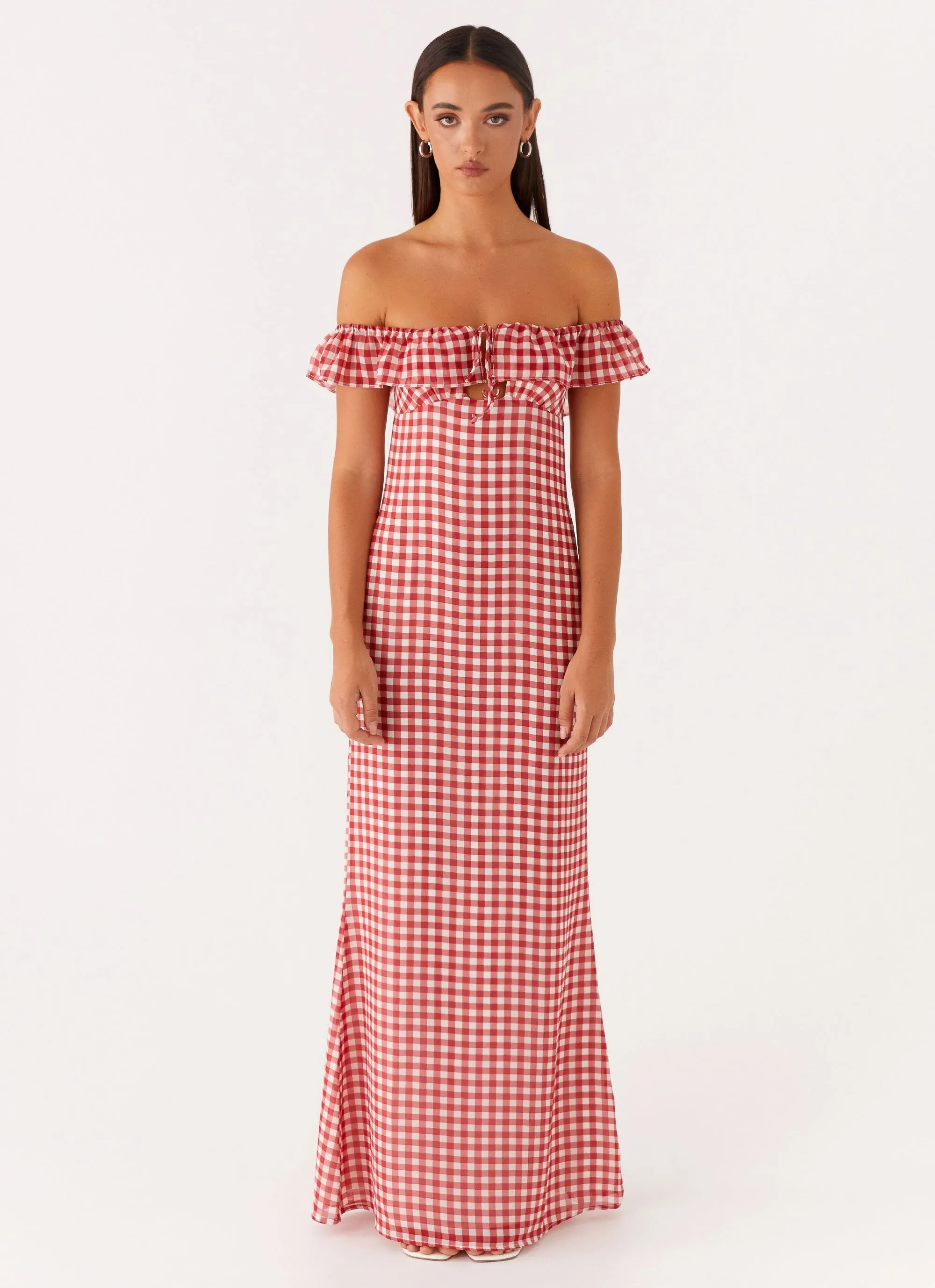 Scarlet Cherry Maxi Dress - Red Gingham