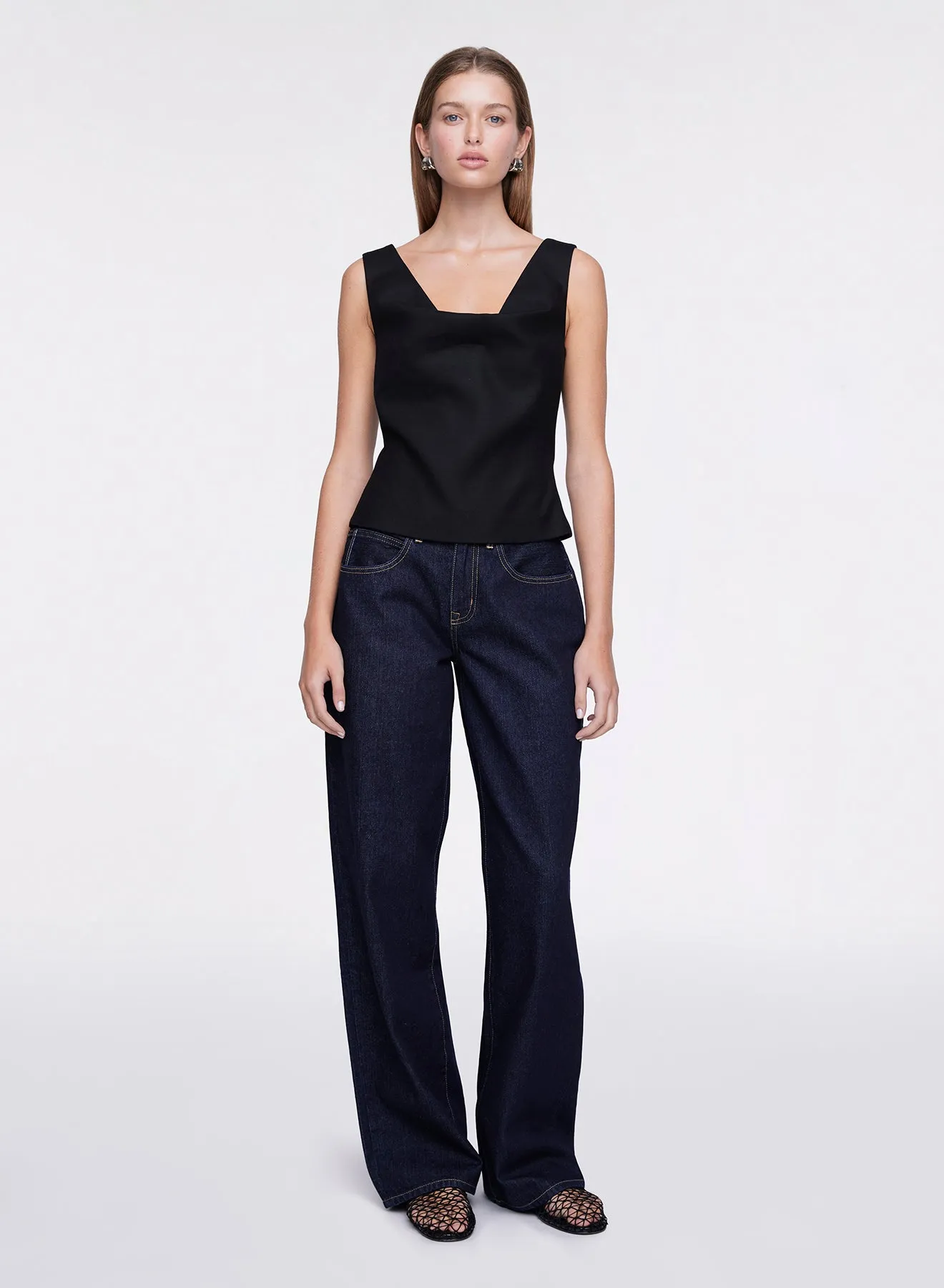 SCARLETT TOP (BLACK STRETCH WOOL)