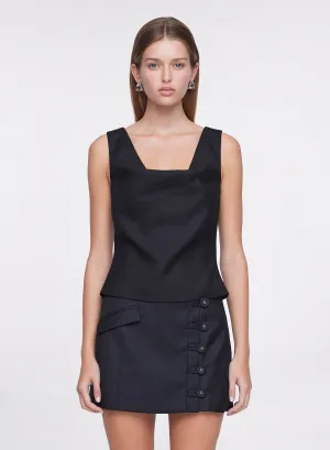 SCARLETT TOP (BLACK STRETCH WOOL)
