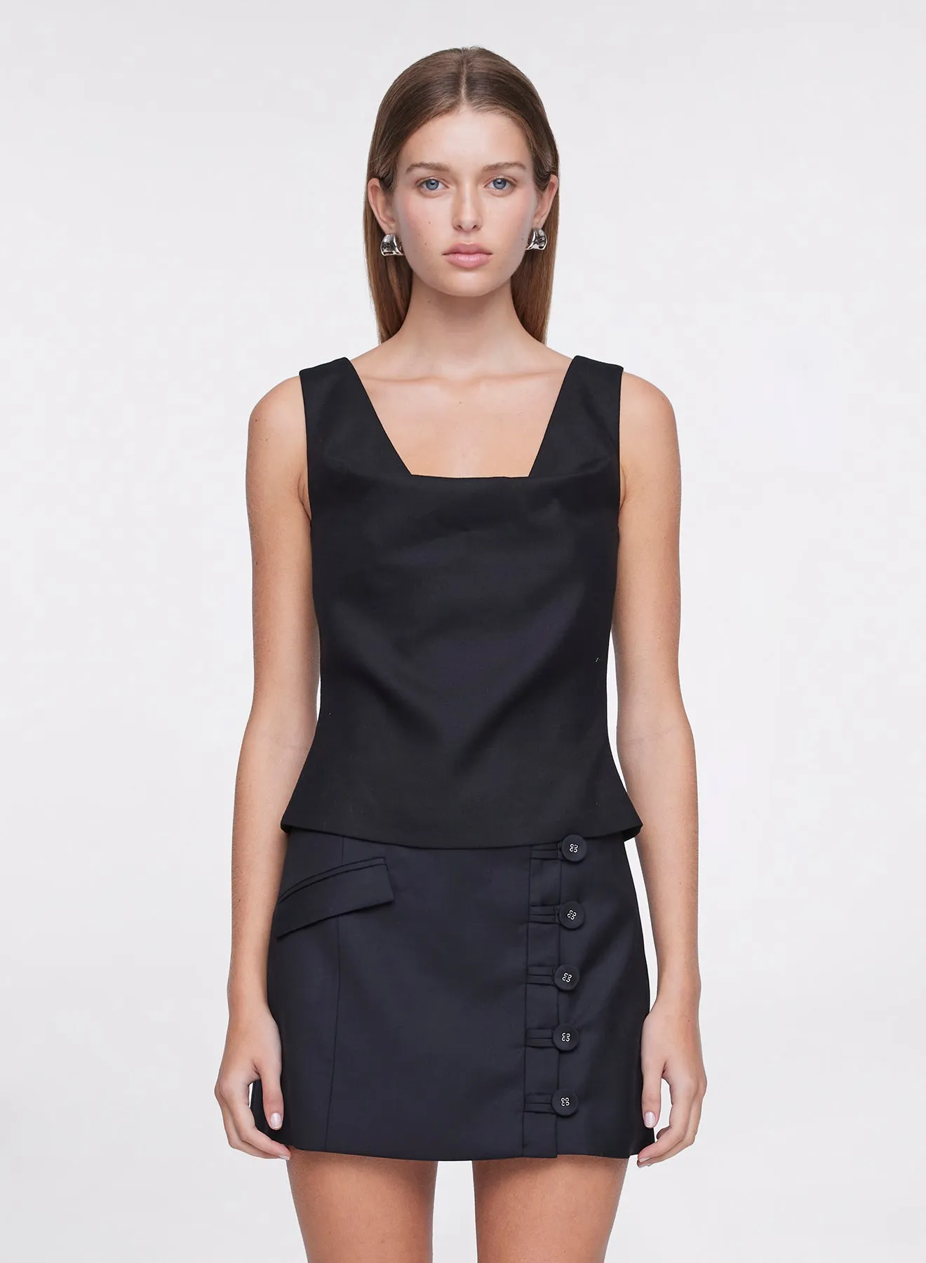 SCARLETT TOP (BLACK STRETCH WOOL)