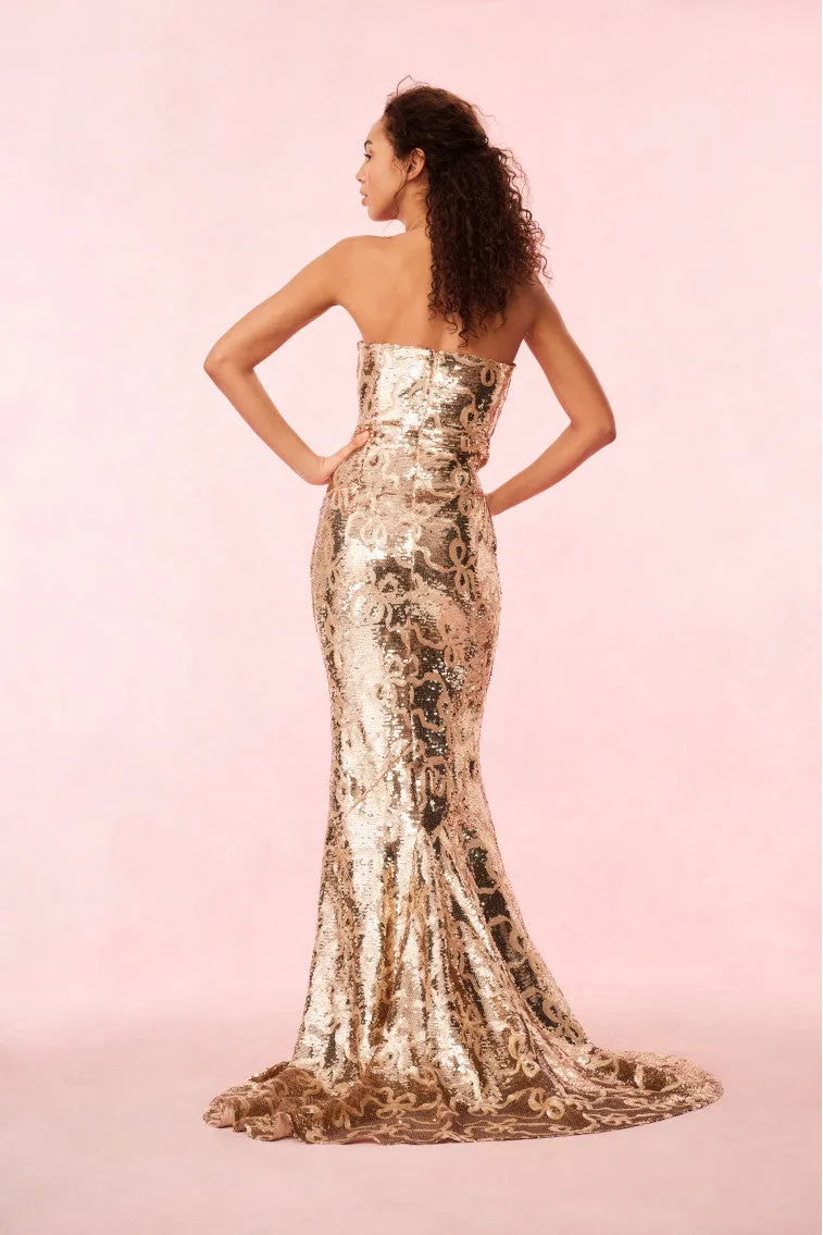 Sencha Sequin Strapless Gown