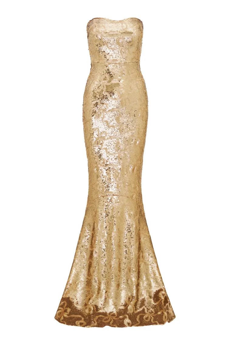Sencha Sequin Strapless Gown