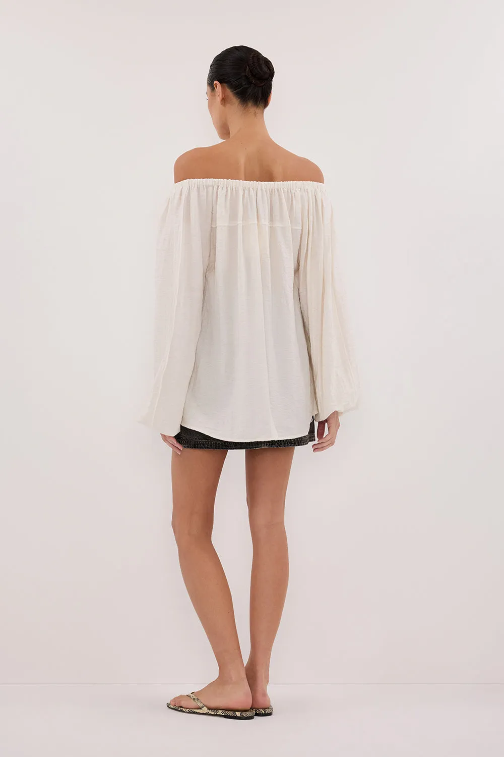 SHANIYA CREAM MARLE SLEEVED TOP