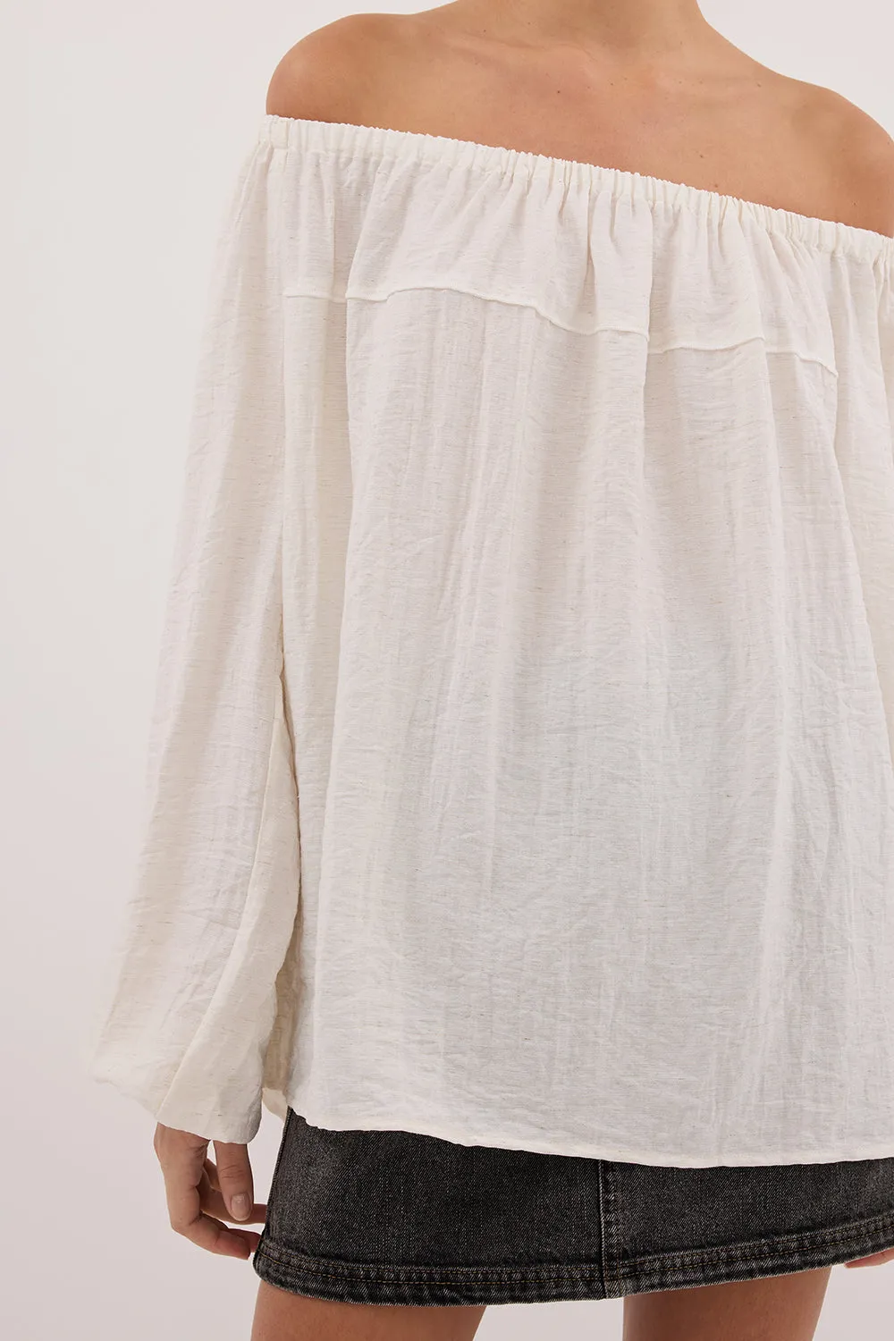 SHANIYA CREAM MARLE SLEEVED TOP