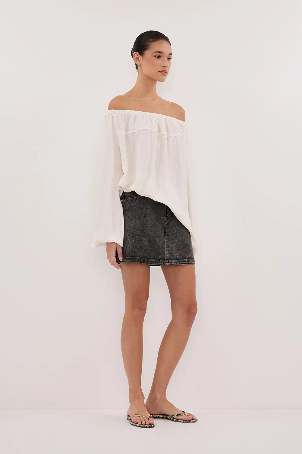 SHANIYA CREAM MARLE SLEEVED TOP
