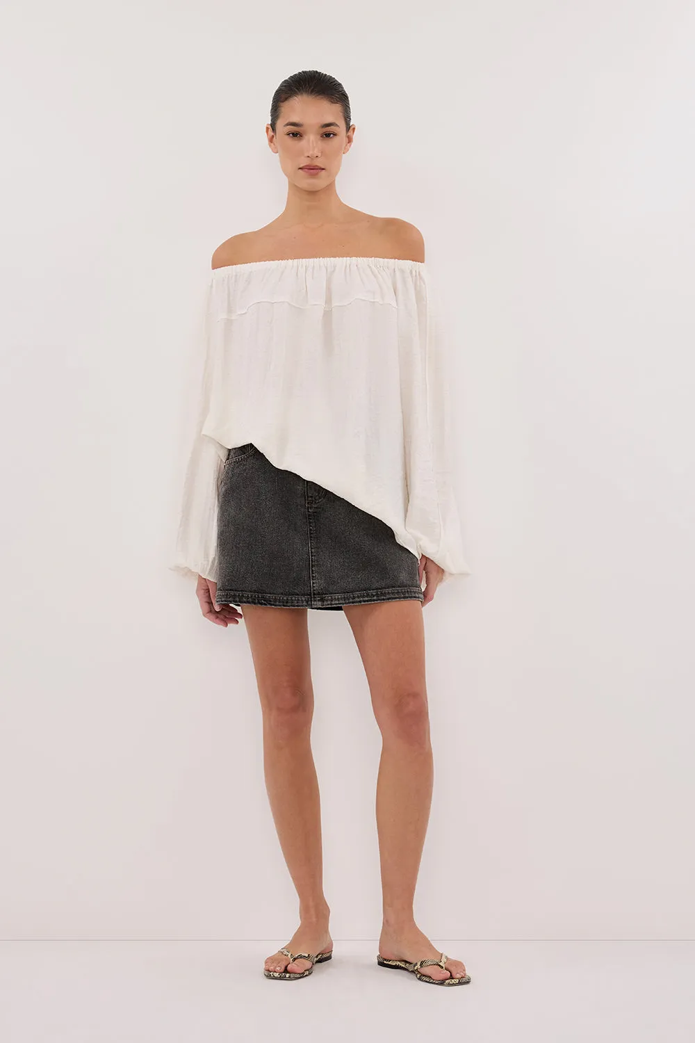 SHANIYA CREAM MARLE SLEEVED TOP
